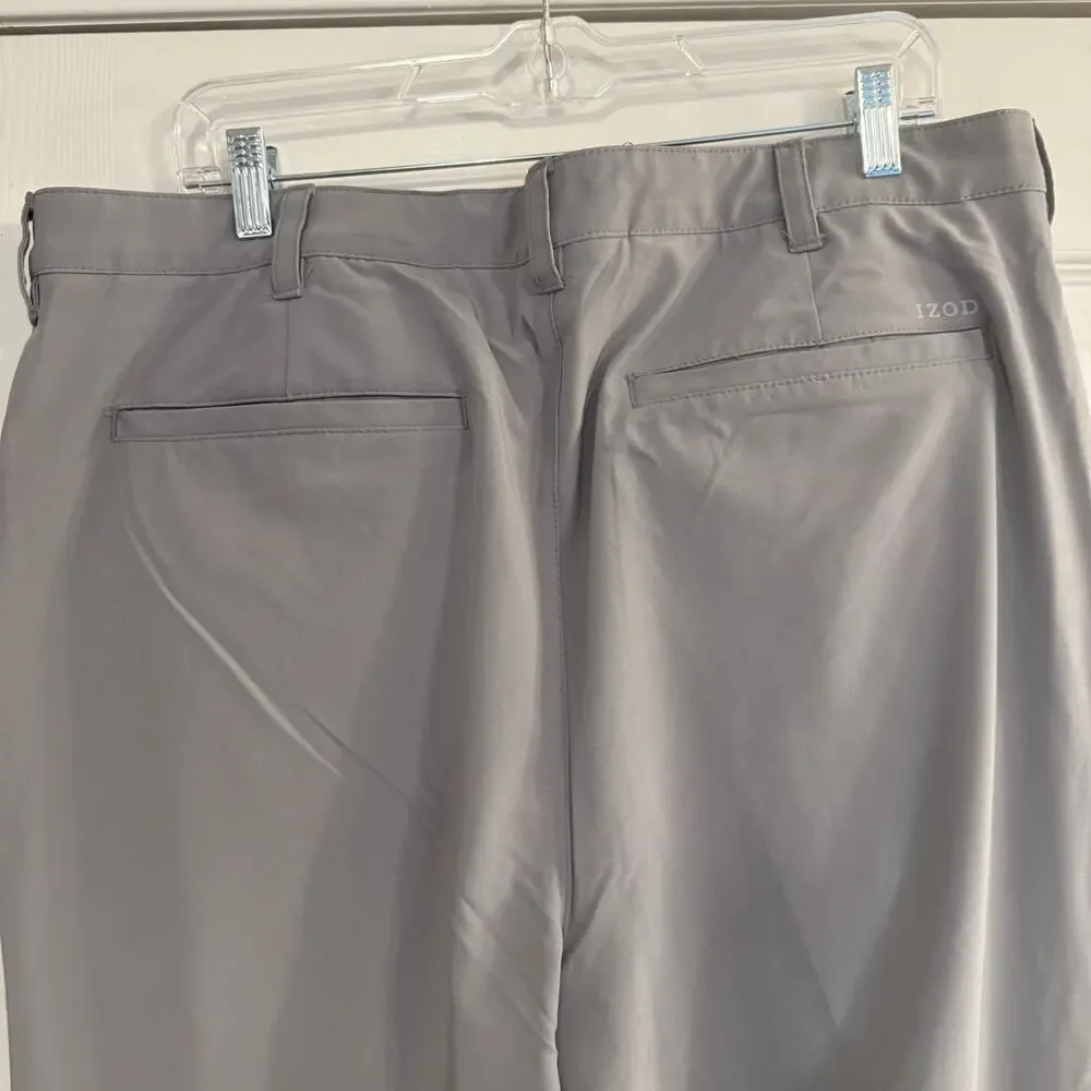 Izod Golf Chino Pants Mens 38x34‎ Gray Performance Stretch Office Casual Staple